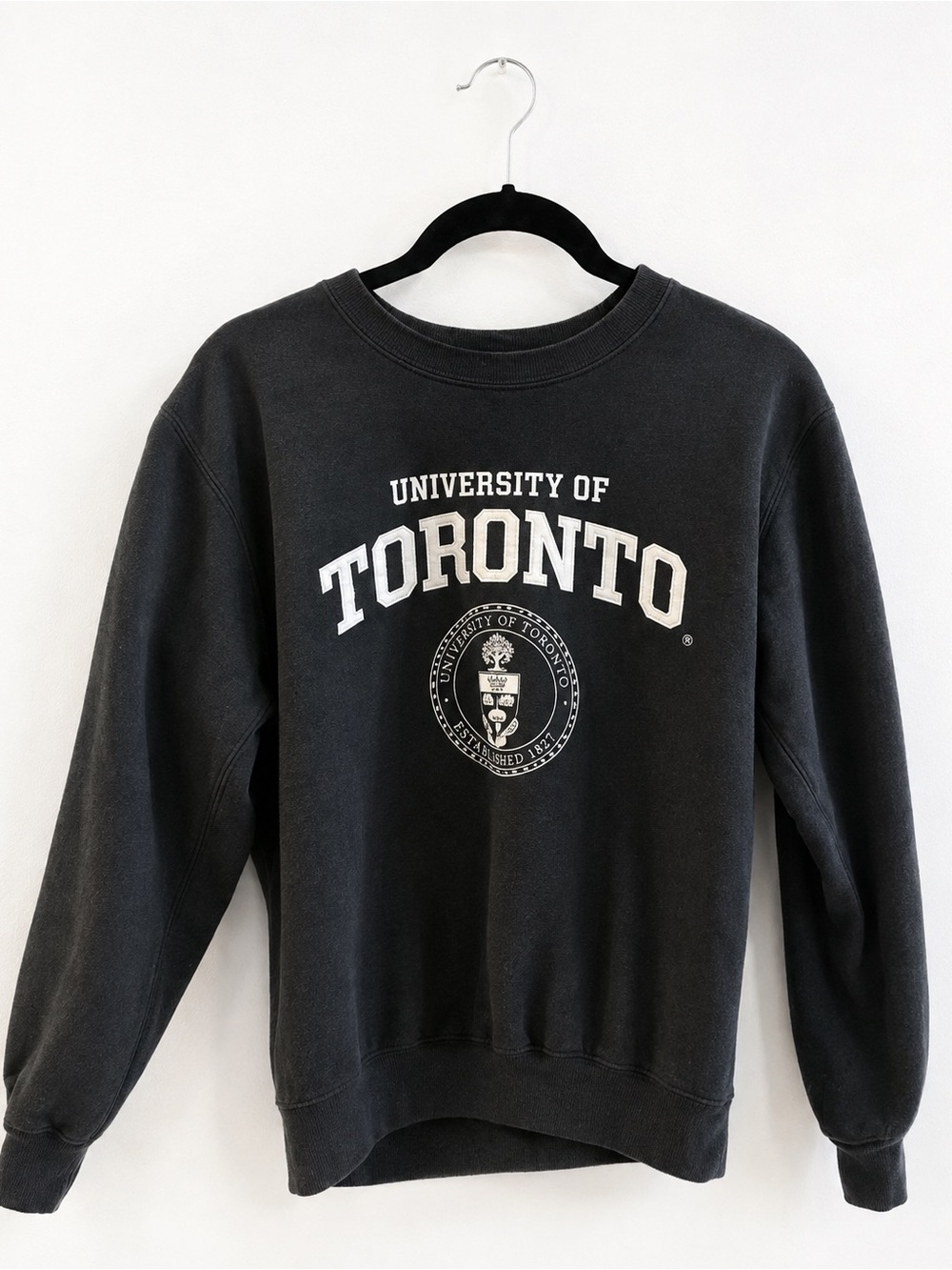 Black Crewneck Sweatshirt - Classic Collegiate Pullover